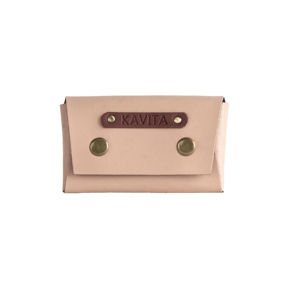 Baby Pink Personalized Vegan Leather Visiting Card Case
